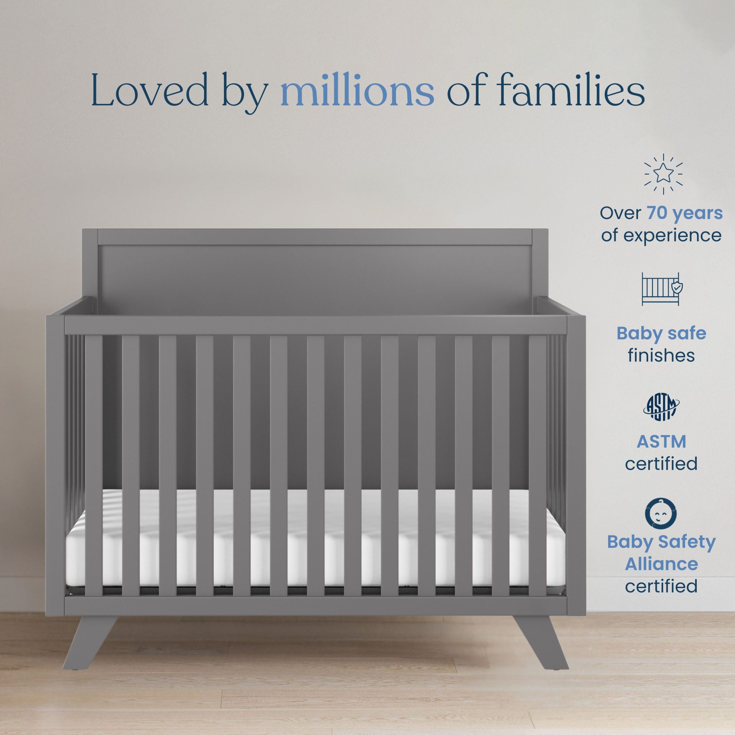 Soho 4-in-1 Flat Top Convertible Crib. Cool Gray - Image 7