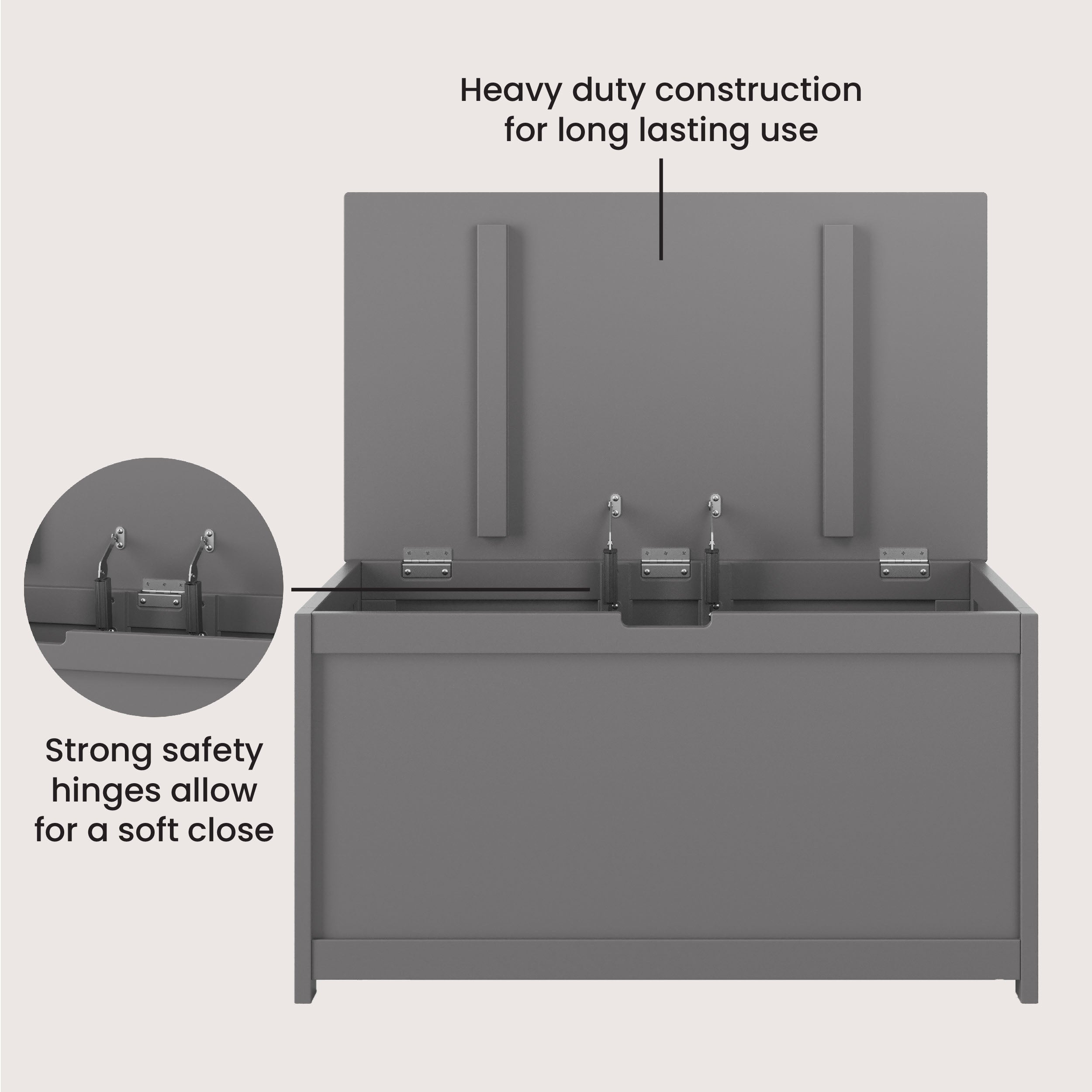 Harmony 33 Kids Toy Box. Cool Gray - Image 4