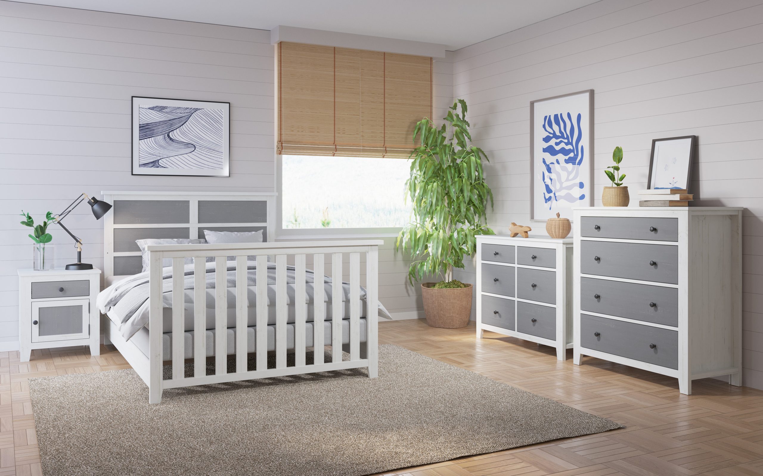 Full-Size Bed Rails. White/Brown - Image 4