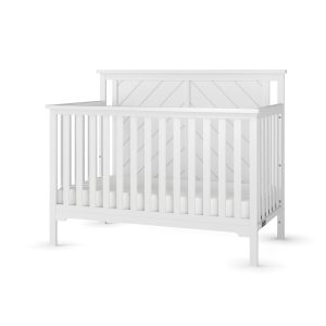 Hampton Flat Top 4-in-1 Convertible Crib. Matte White