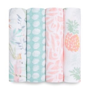essentials cotton muslin swaddle blanket 4 pack